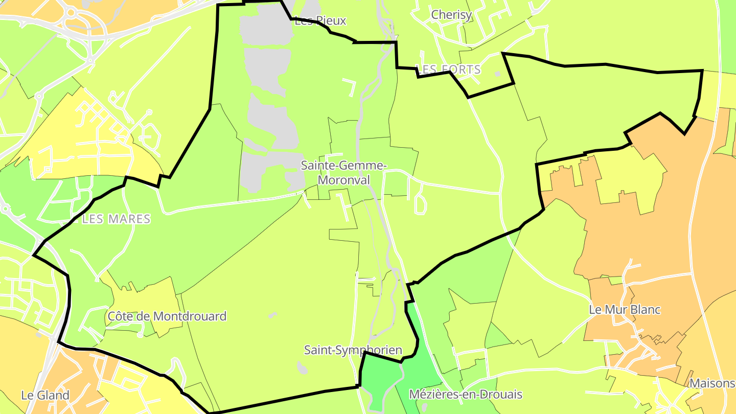 Carte des prix de l'immobilier Sainte-Gemme-Moronval