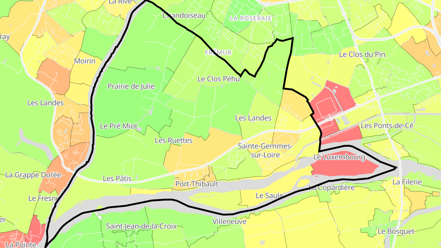 Carte des prix de l'immobilier Sainte-Gemmes-sur-Loire