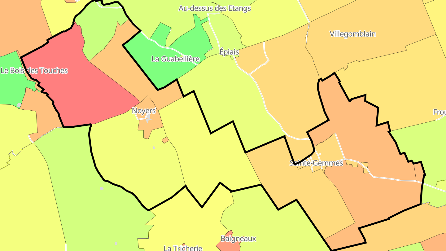 Carte des prix de l'immobilier Sainte-Gemmes