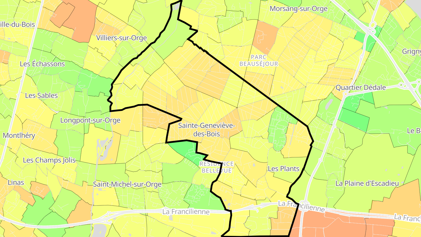 Carte des prix de l'immobilier Sainte-Geneviève-des-Bois