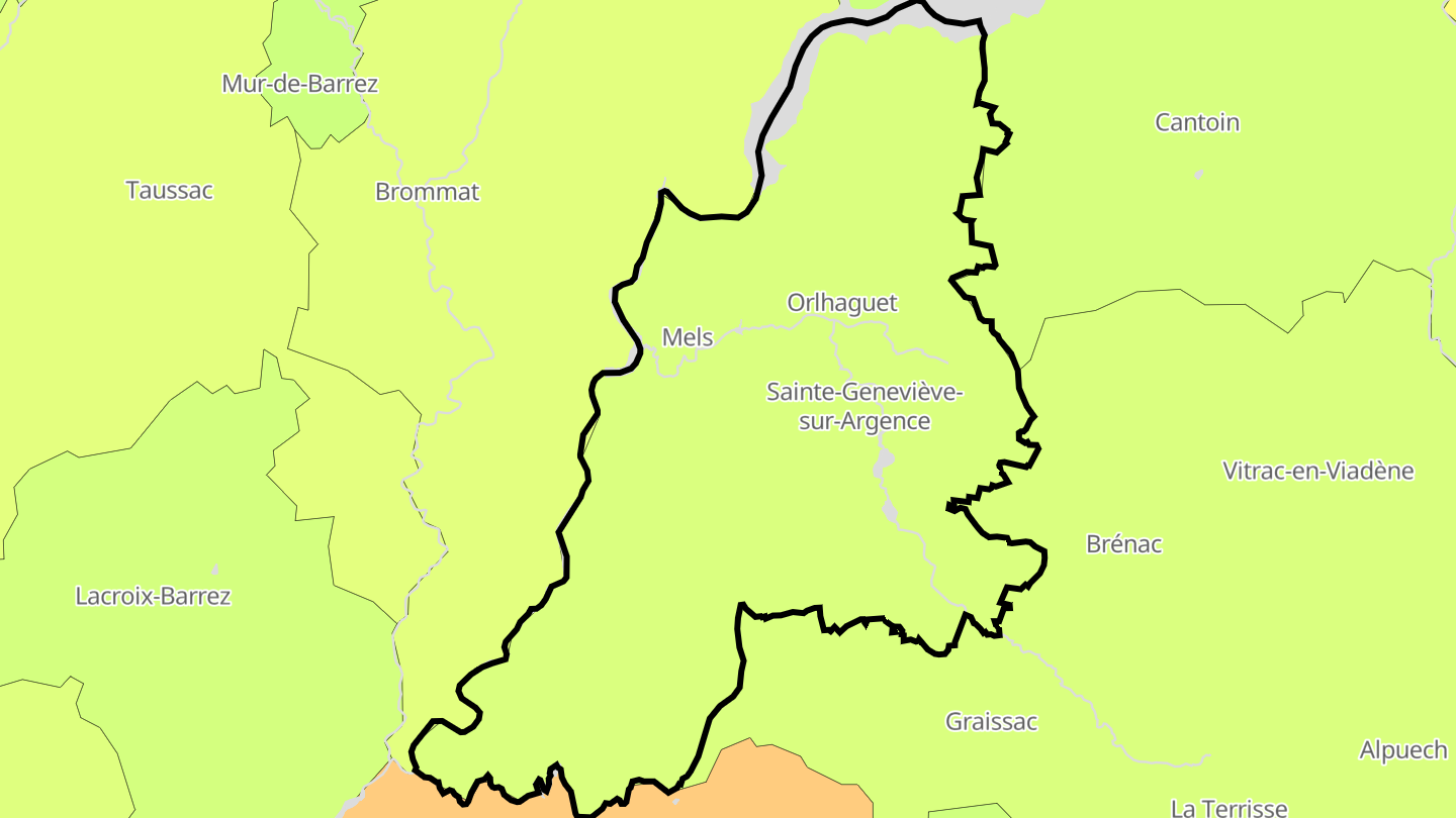 Carte des prix de l'immobilier Sainte-Geneviève-sur-Argence
