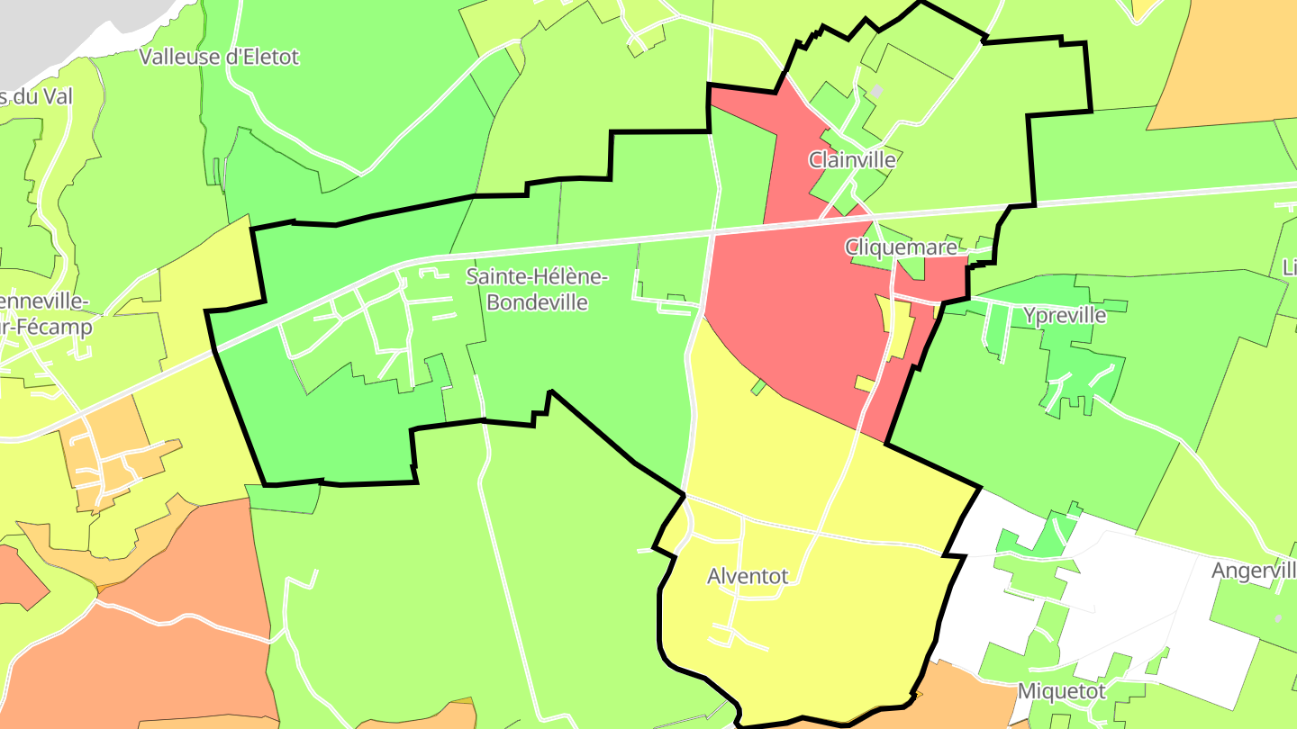 Carte des prix de l'immobilier Sainte-Hélène-Bondeville