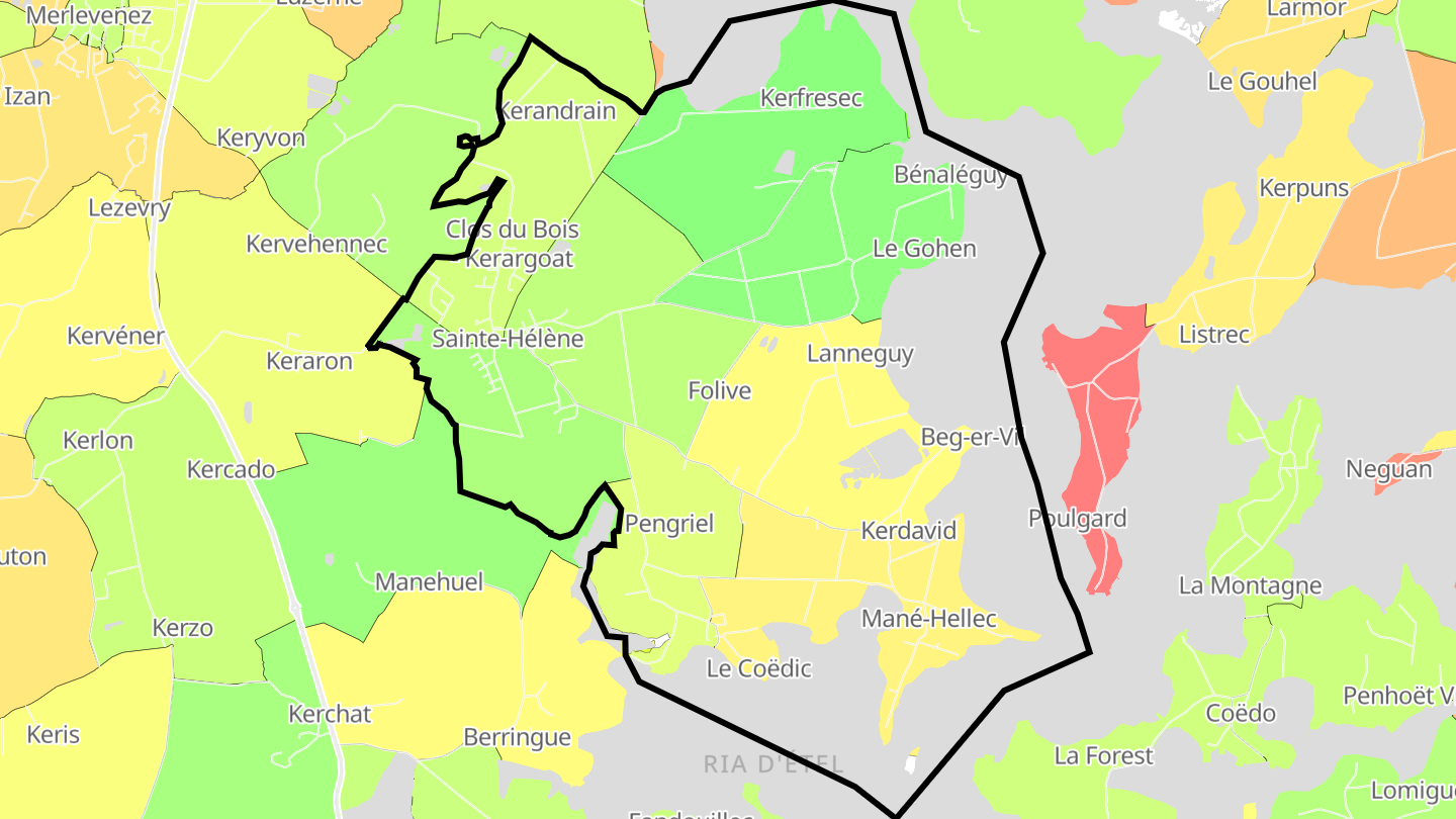 Carte des prix de l'immobilier Sainte-Hélène