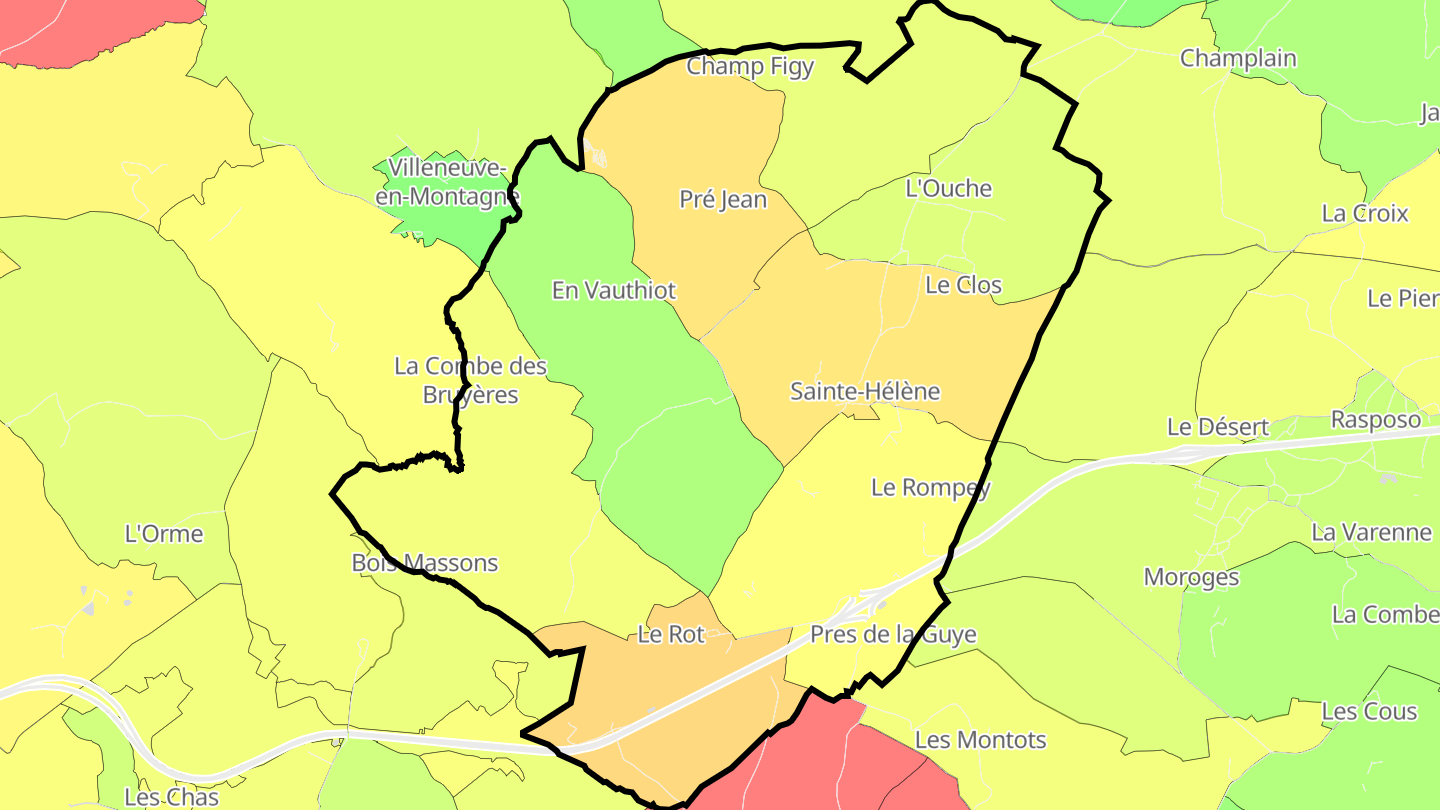 Carte des prix de l'immobilier Sainte-Hélène