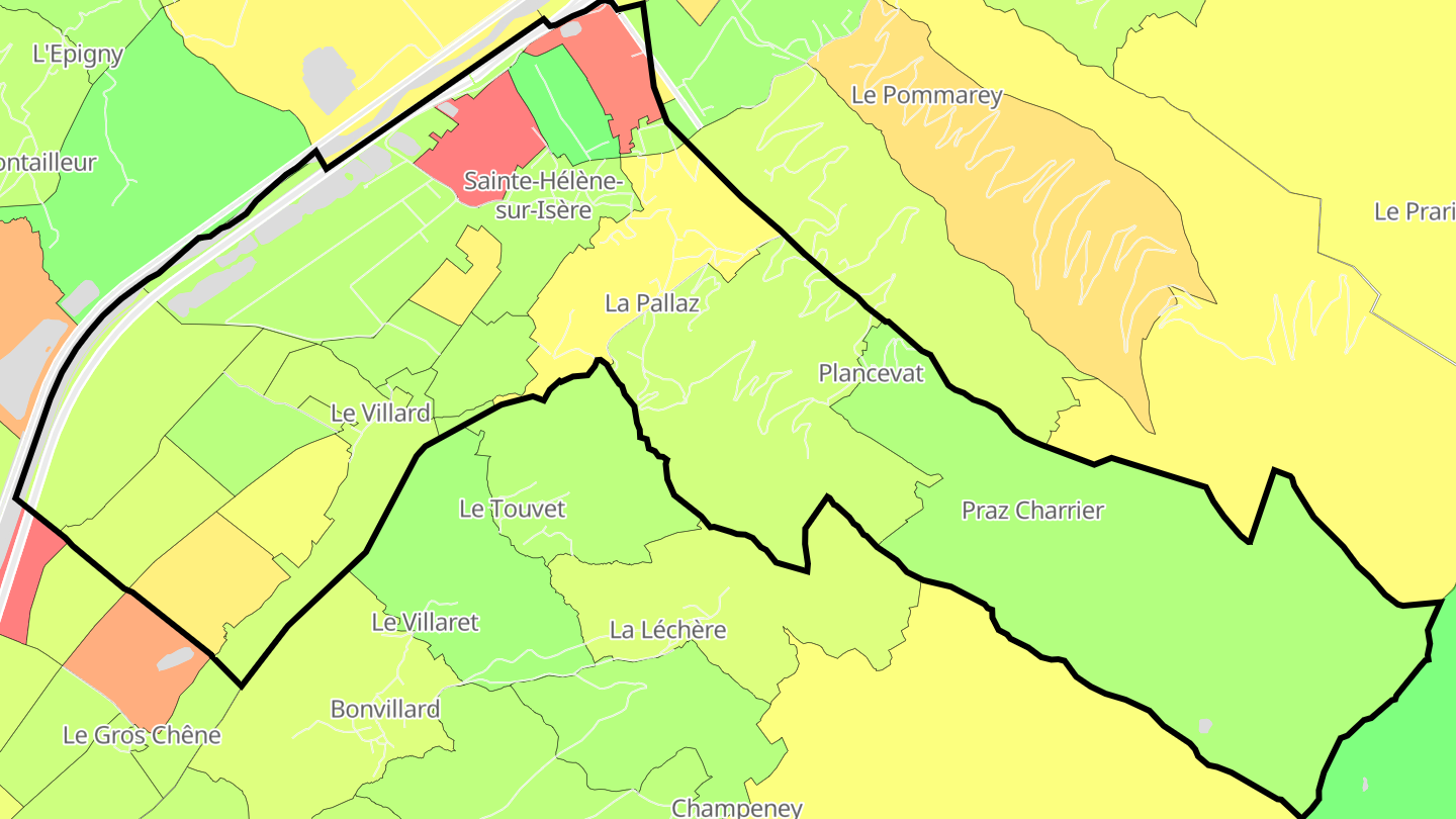 Carte des prix de l'immobilier Sainte-Hélène-sur-Isère