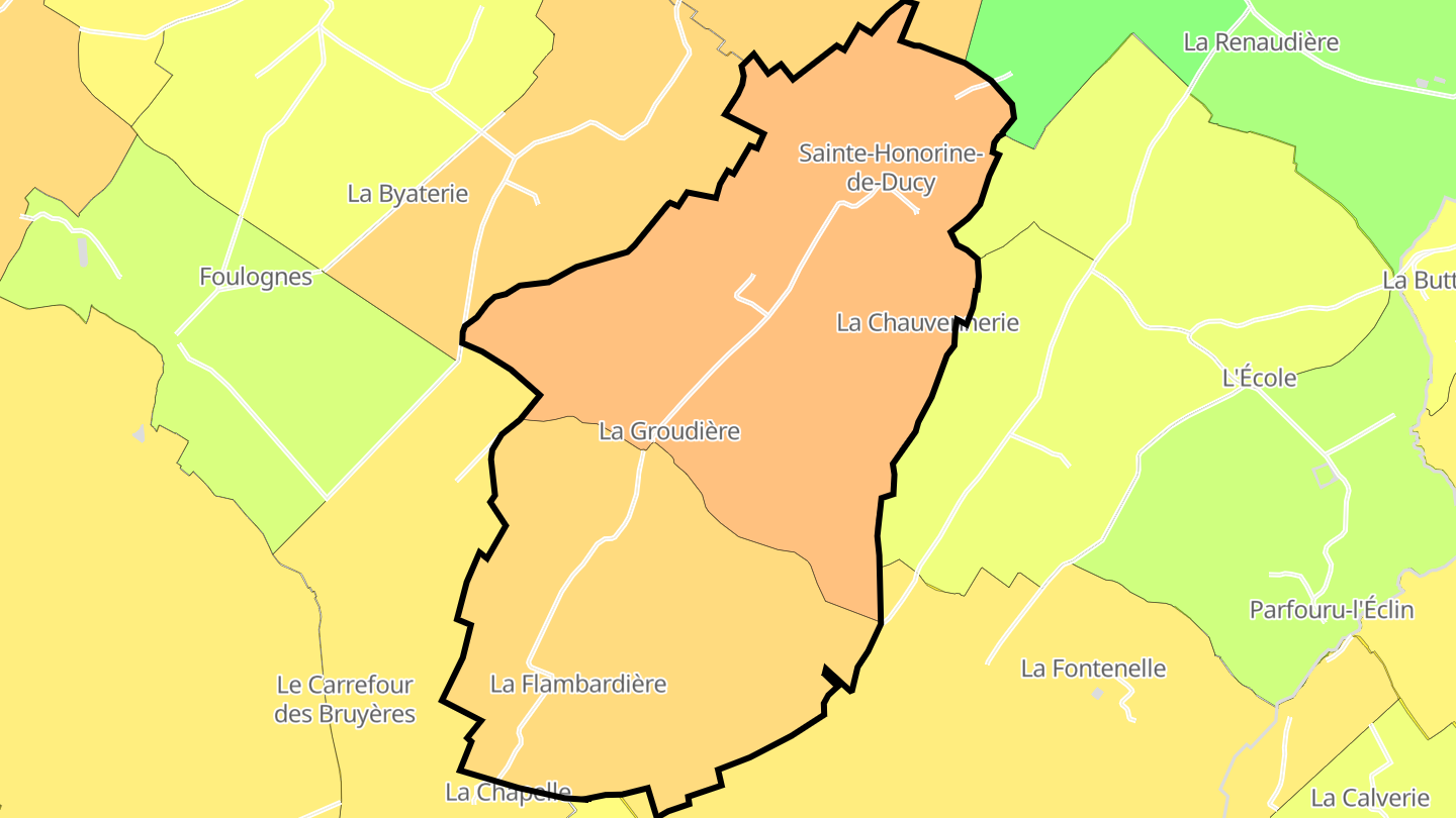 Carte des prix de l'immobilier Sainte-Honorine-de-Ducy