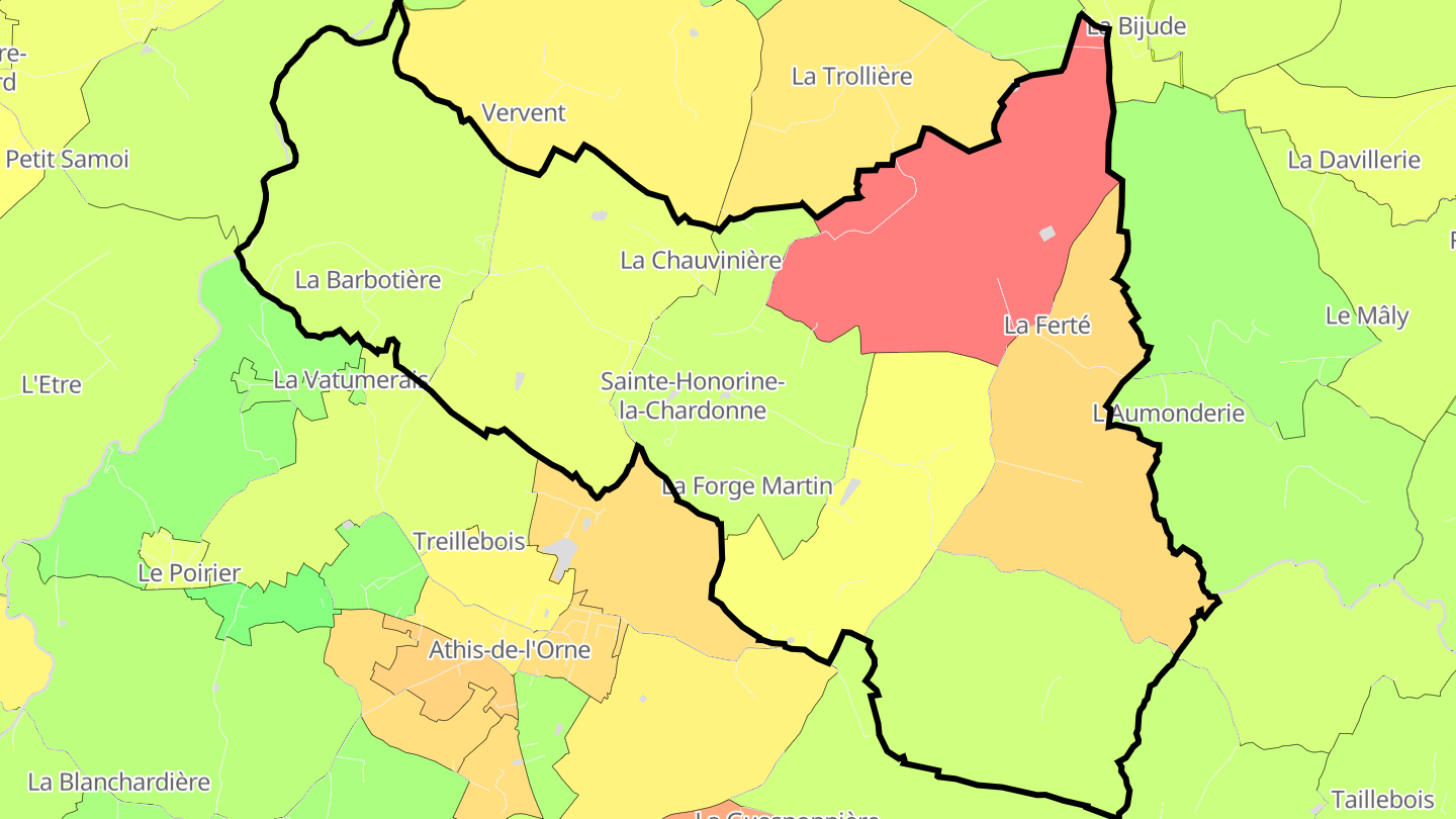 Carte des prix de l'immobilier Sainte-Honorine-la-Chardonne