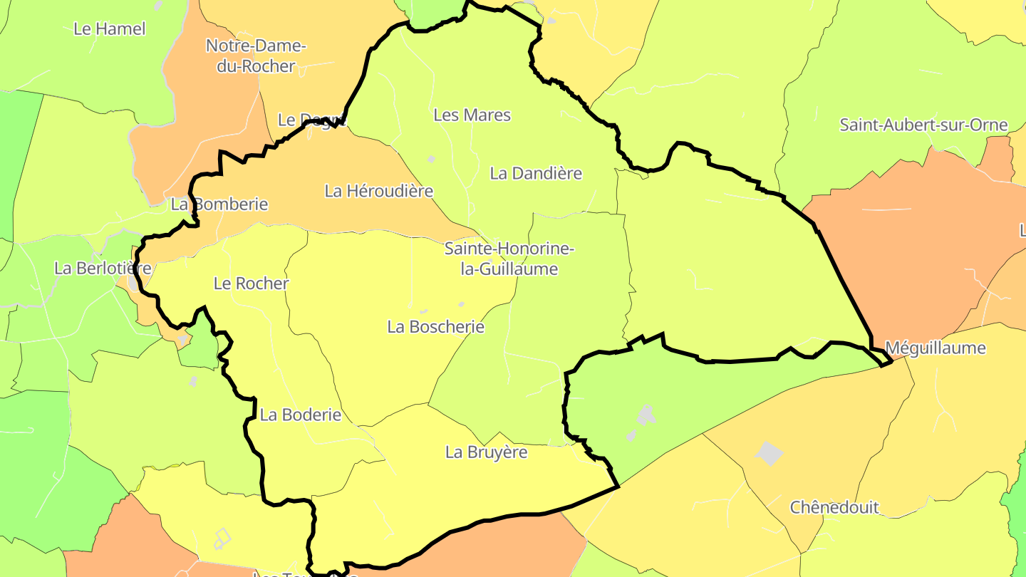 Carte des prix de l'immobilier Sainte-Honorine-la-Guillaume
