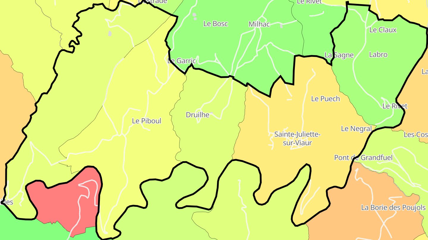 Carte des prix de l'immobilier Sainte-Juliette-sur-Viaur
