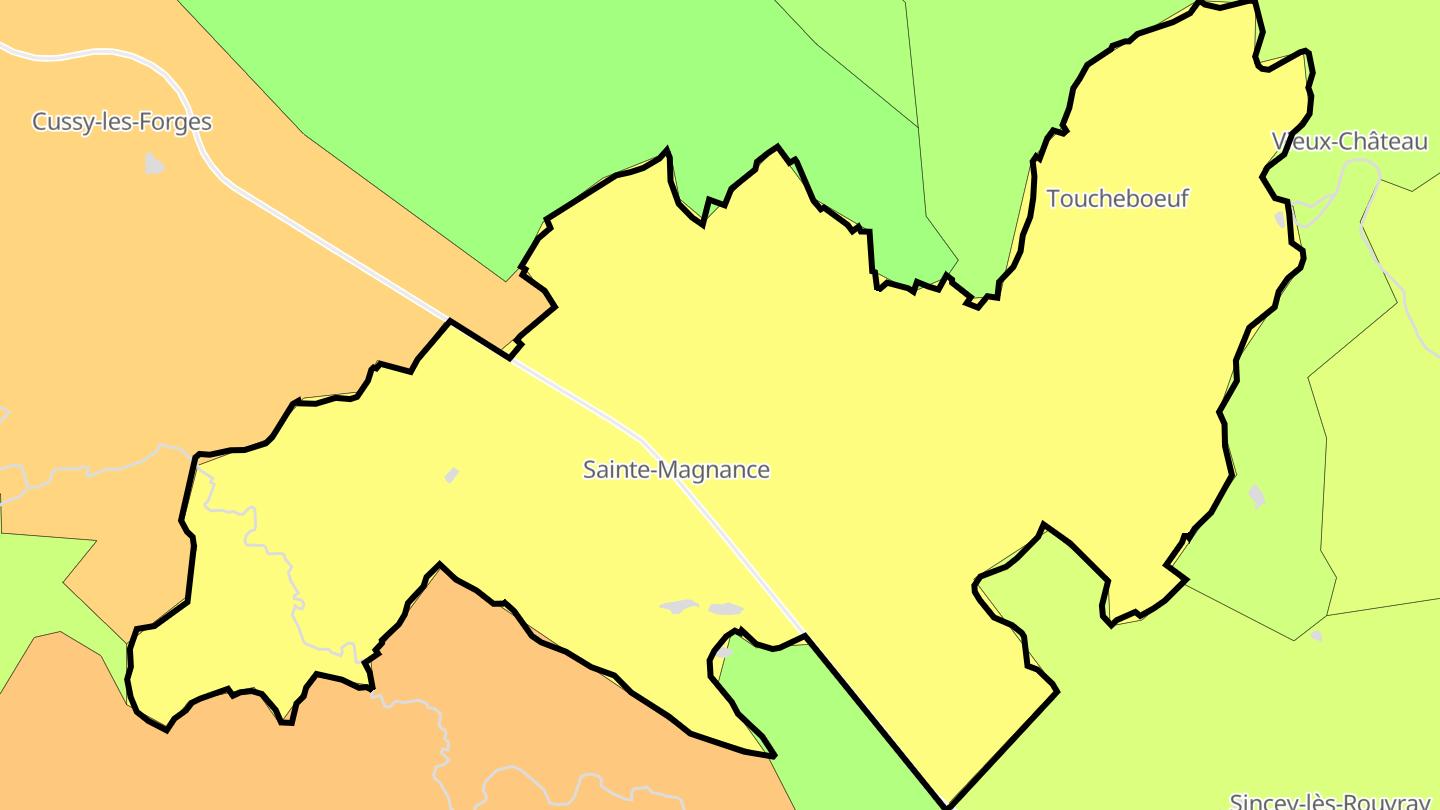 Carte des prix de l'immobilier Sainte-Magnance