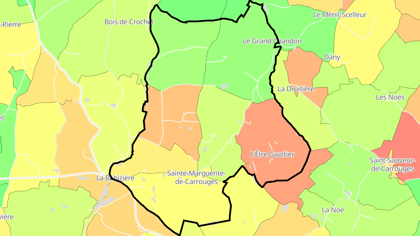 Carte des prix de l'immobilier Sainte-Marguerite-de-Carrouges