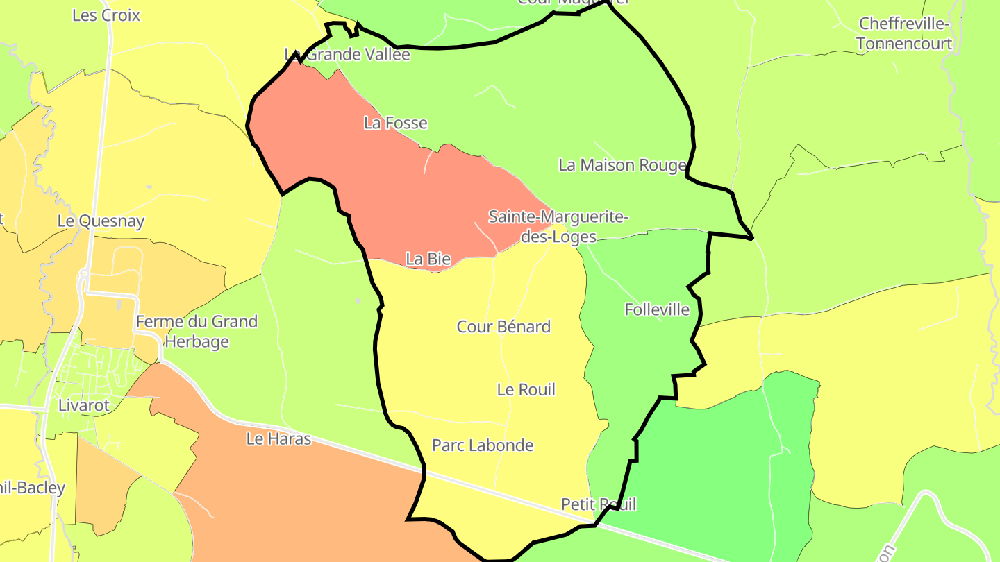 Carte des prix de l'immobilier Sainte-Marguerite-des-Loges