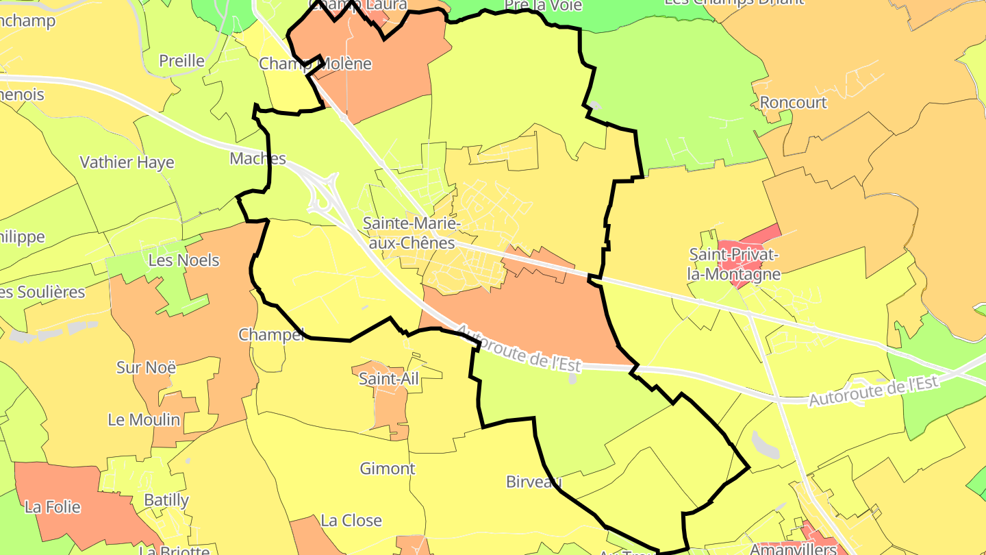 Carte des prix de l'immobilier Sainte-Marie-aux-Chênes