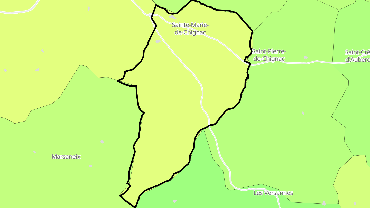 Carte des prix de l'immobilier Sainte-Marie-de-Chignac
