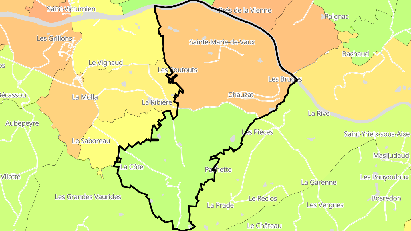 Carte des prix de l'immobilier Sainte-Marie-de-Vaux