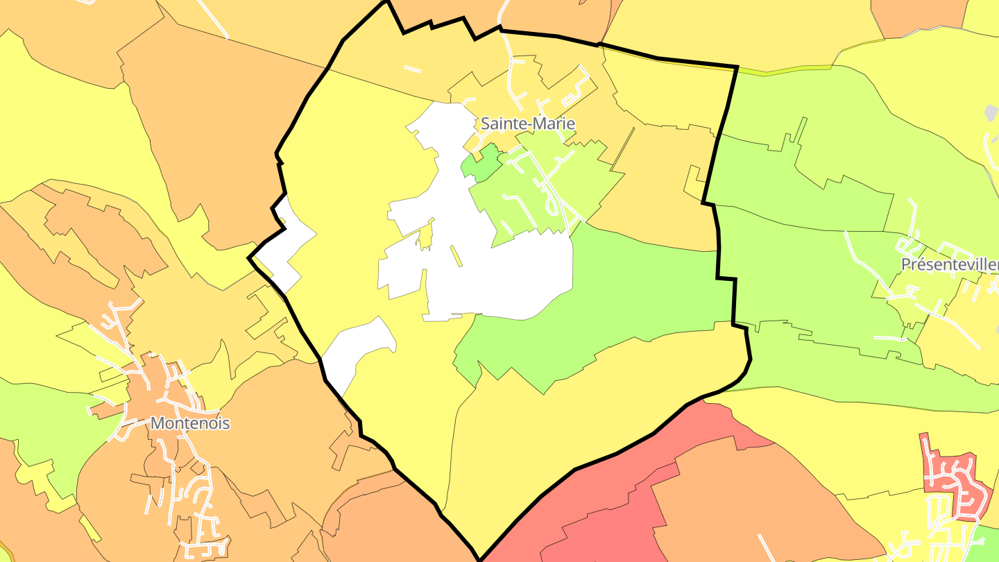 Carte des prix de l'immobilier Sainte-Marie