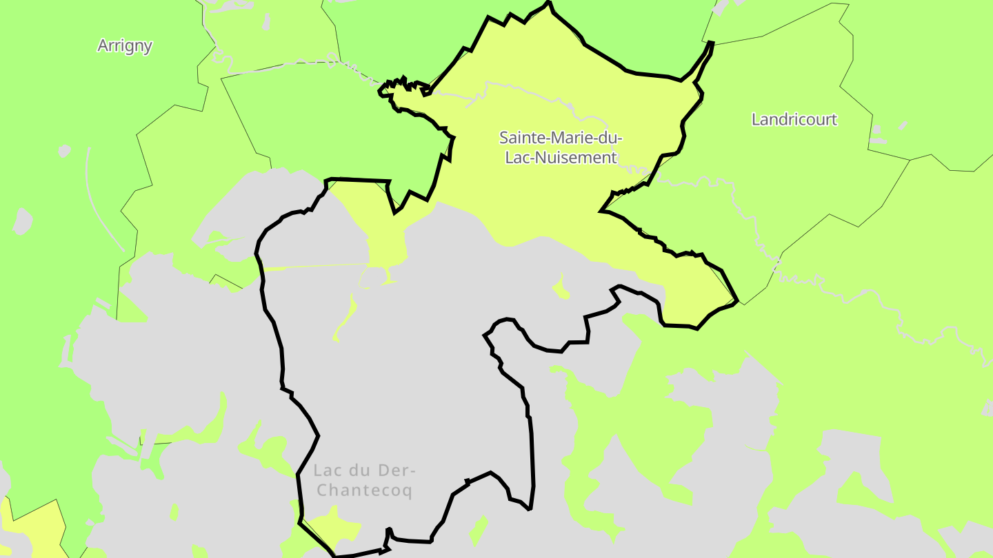 Carte des prix de l'immobilier Sainte-Marie-du-Lac-Nuisement