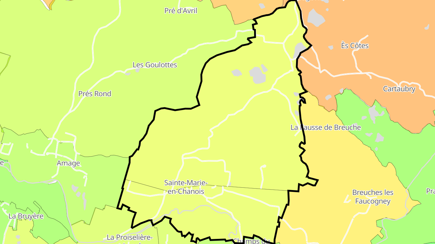 Carte des prix de l'immobilier Sainte-Marie-en-Chanois