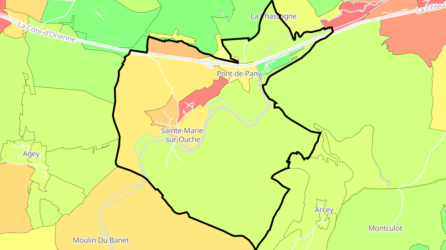 Carte des prix de l'immobilier Sainte-Marie-sur-Ouche