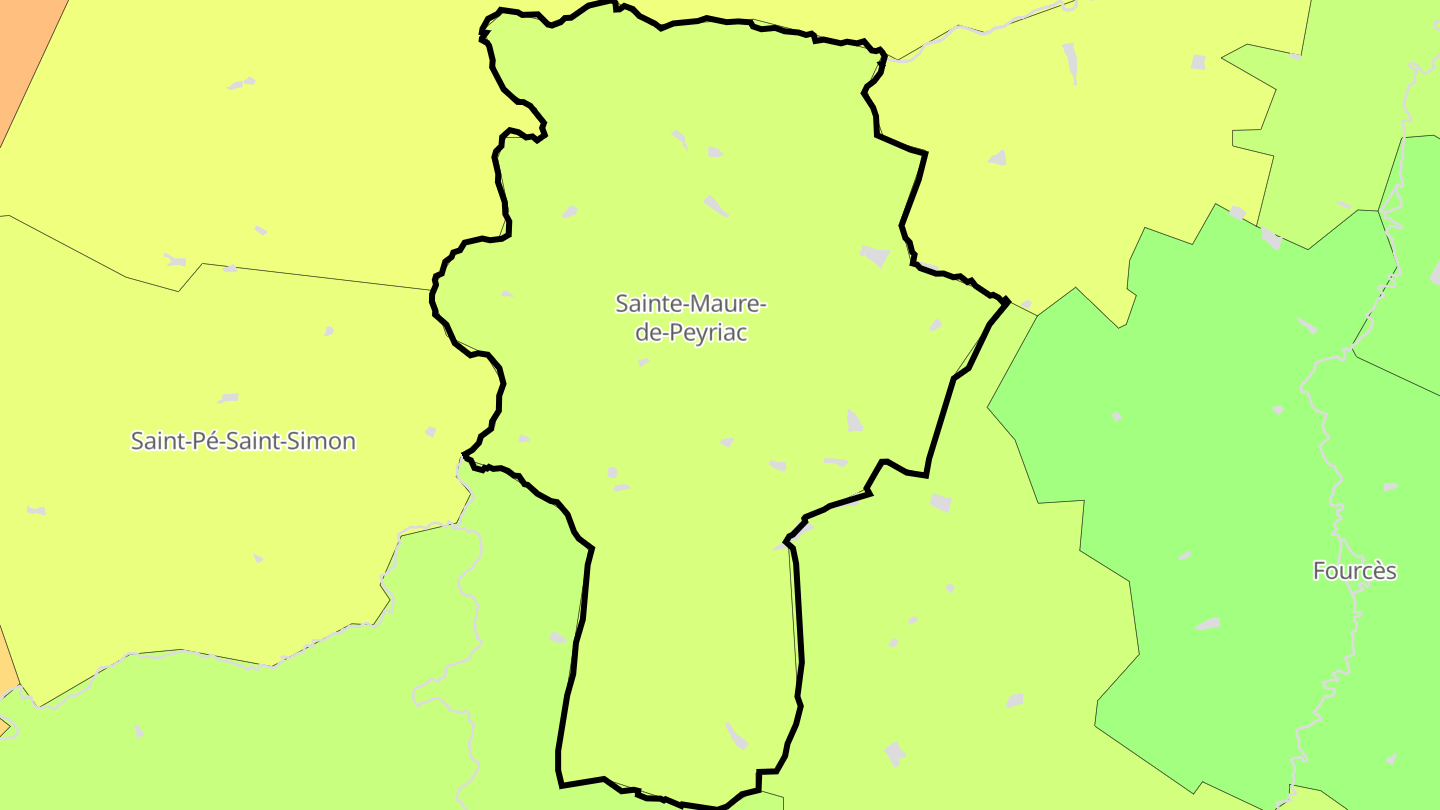 Carte des prix de l'immobilier Sainte-Maure-de-Peyriac