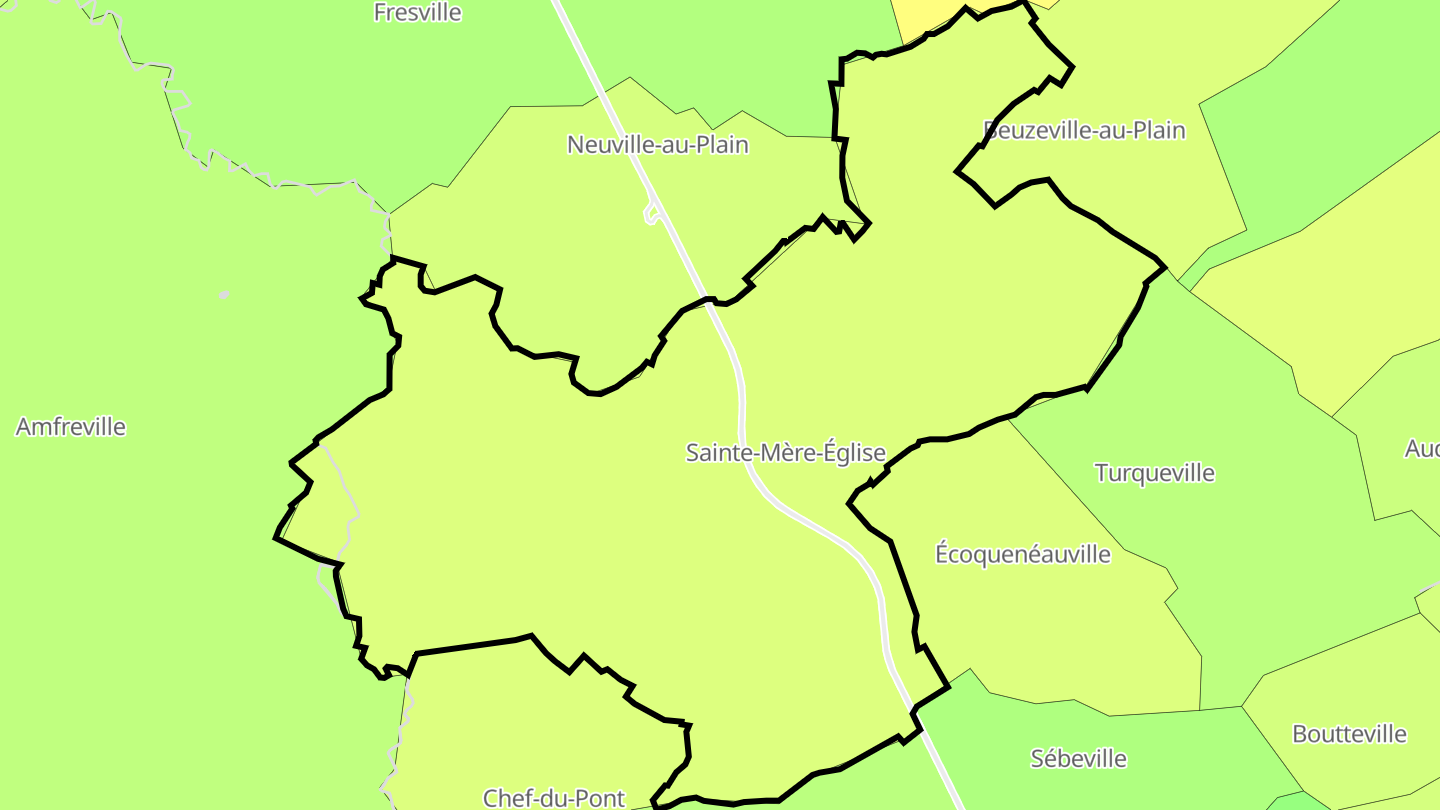 Carte des prix de l'immobilier Sainte-Mère-Église