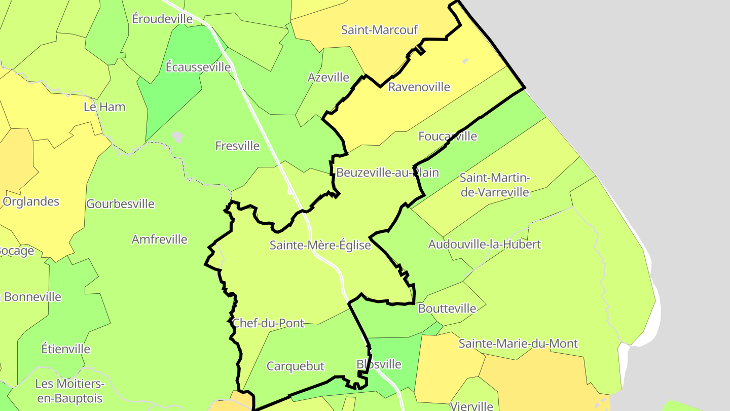 Carte des prix de l'immobilier Sainte-Mère-Église