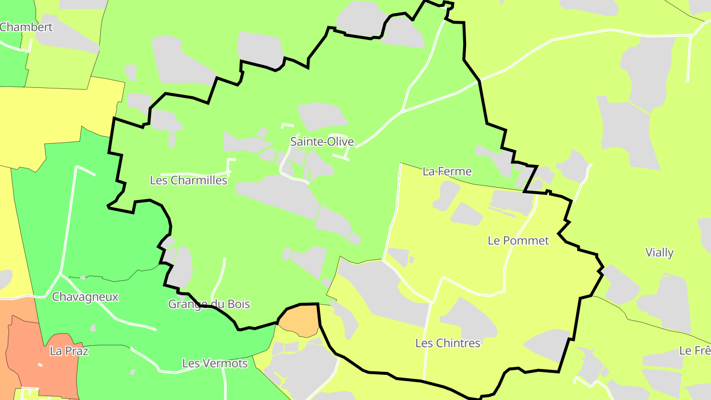 Carte des prix de l'immobilier Sainte-Olive