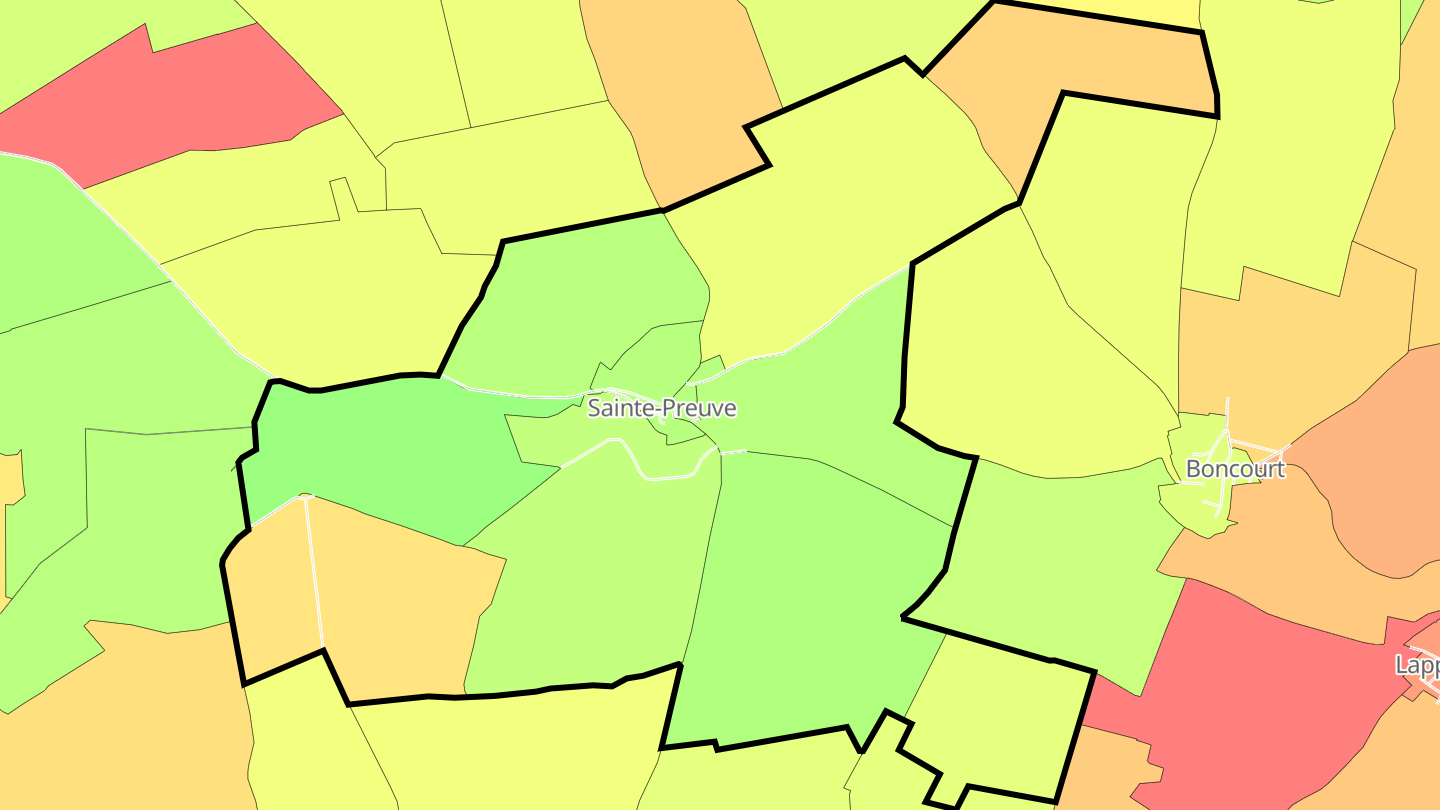Carte des prix de l'immobilier Sainte-Preuve