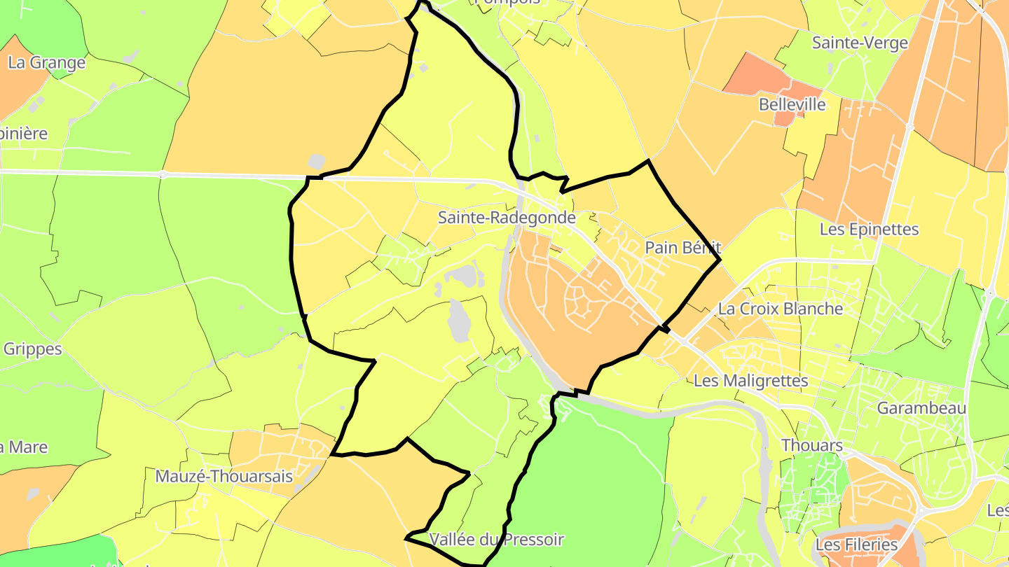 Carte des prix de l'immobilier Sainte-Radegonde