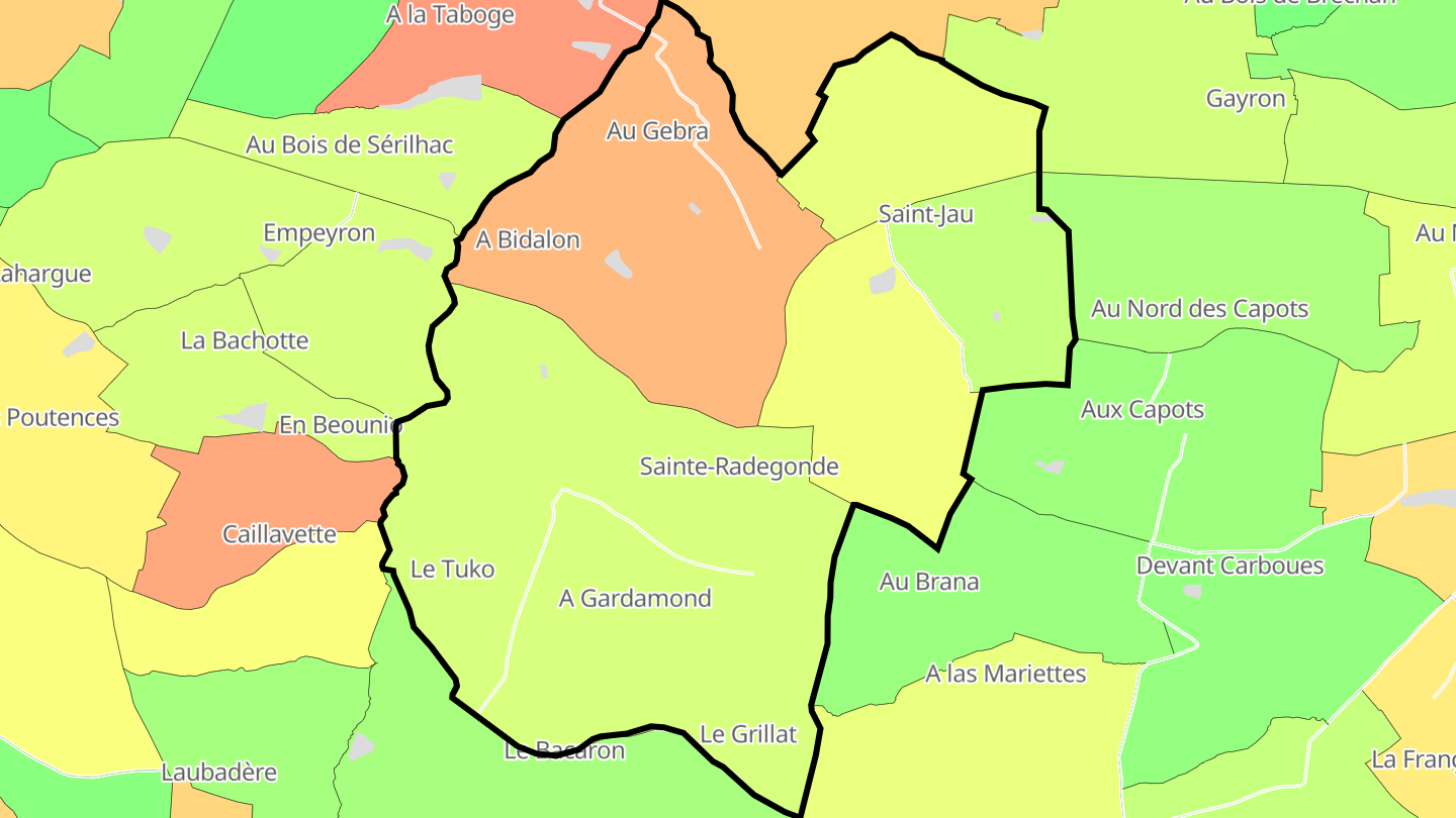 Carte des prix de l'immobilier Sainte-Radegonde
