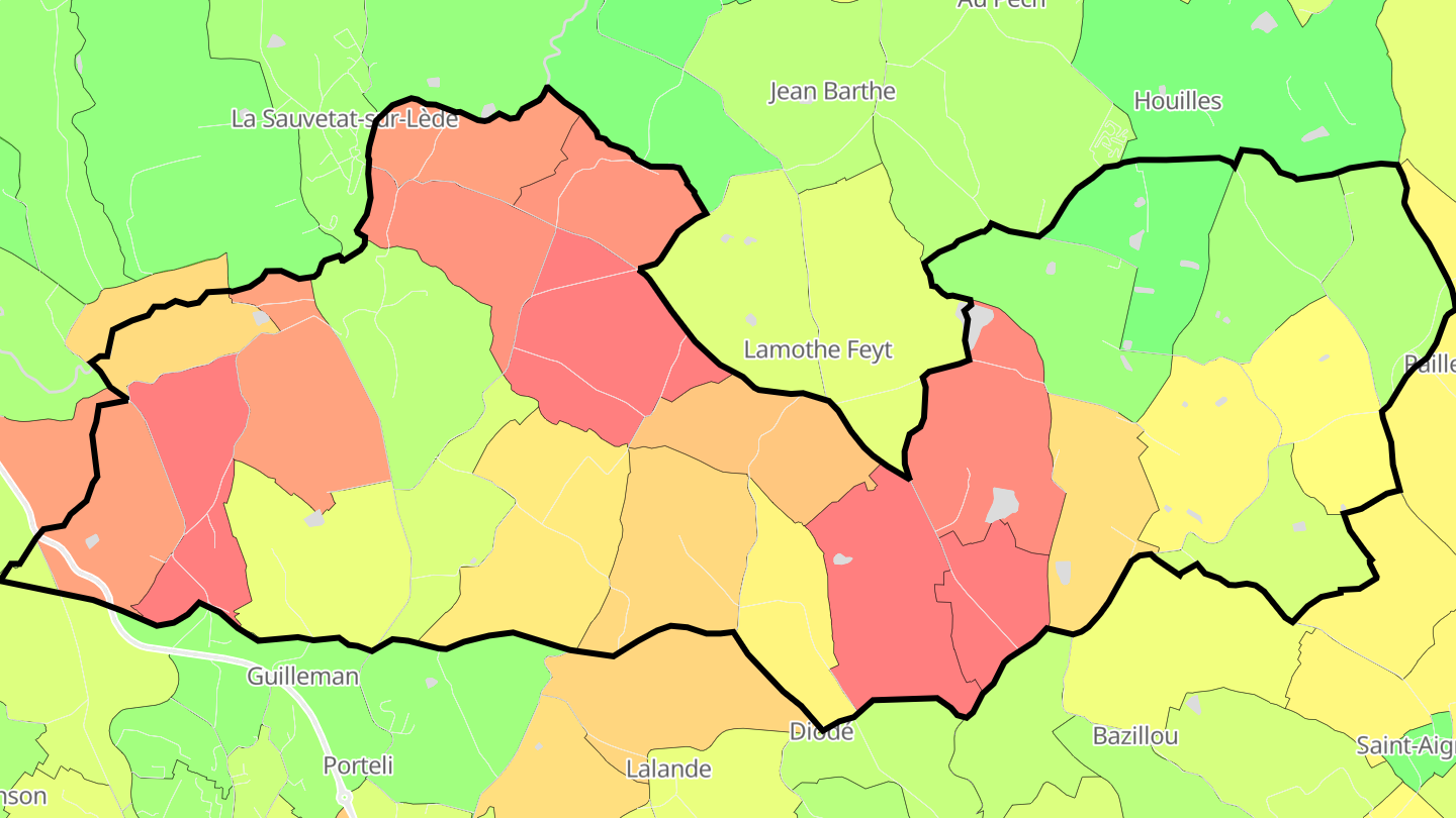 Carte des prix de l'immobilier Sainte-Radegonde – Monmarès