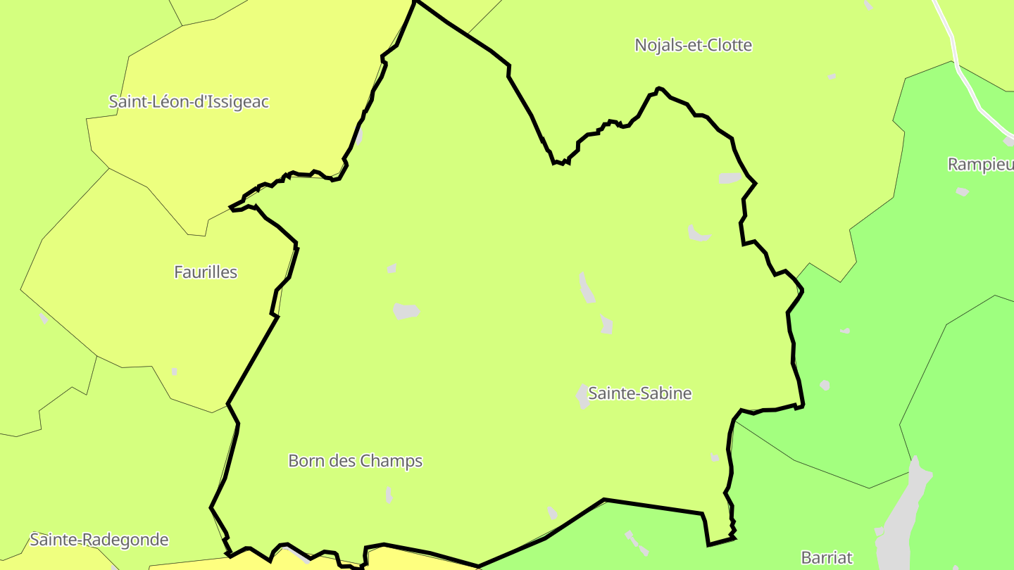 Carte des prix de l'immobilier Sainte-Sabine-Born