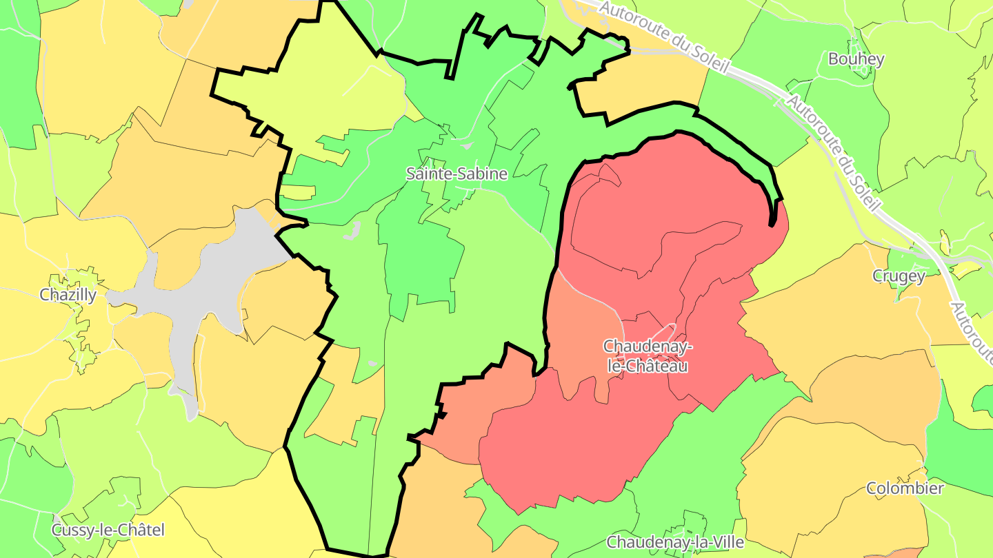 Carte des prix de l'immobilier Sainte-Sabine