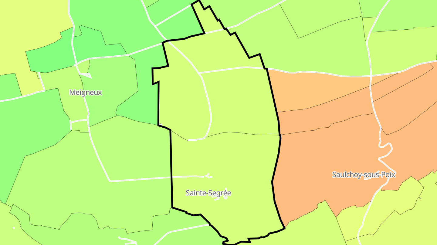 Carte des prix de l'immobilier Sainte-Segrée