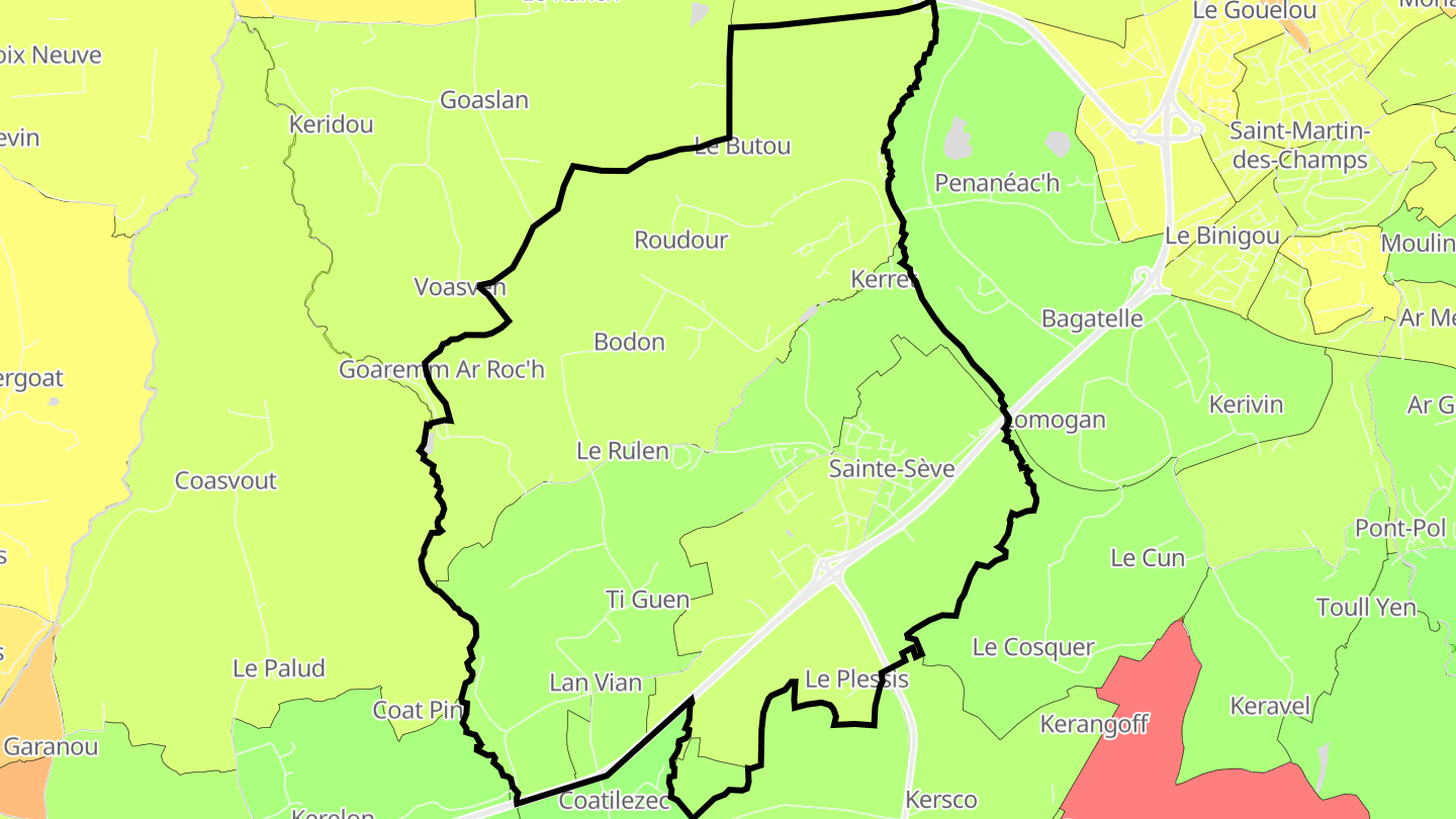 Carte des prix de l'immobilier Sainte-Sève