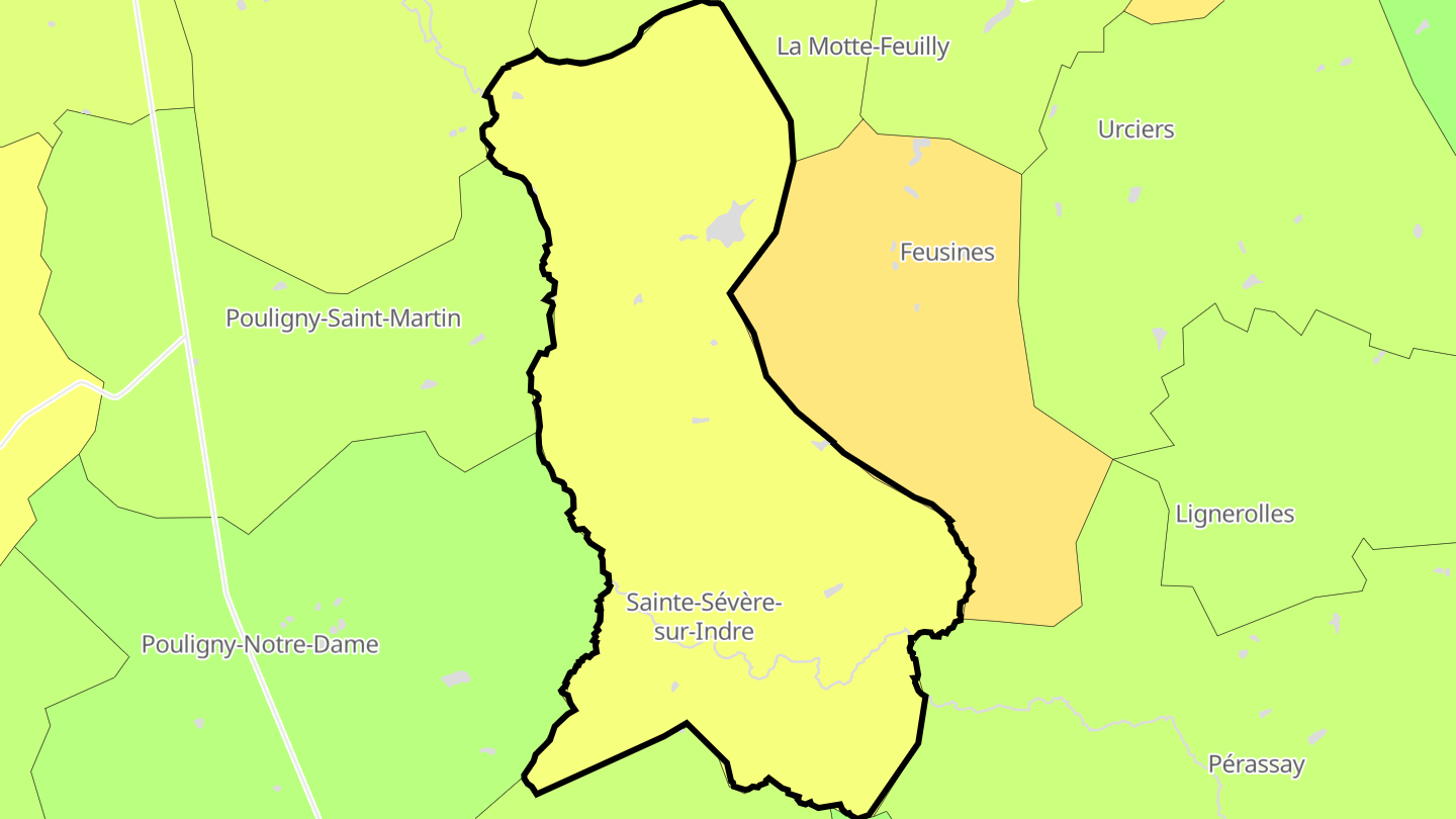 Carte des prix de l'immobilier Sainte-Sévère-sur-Indre