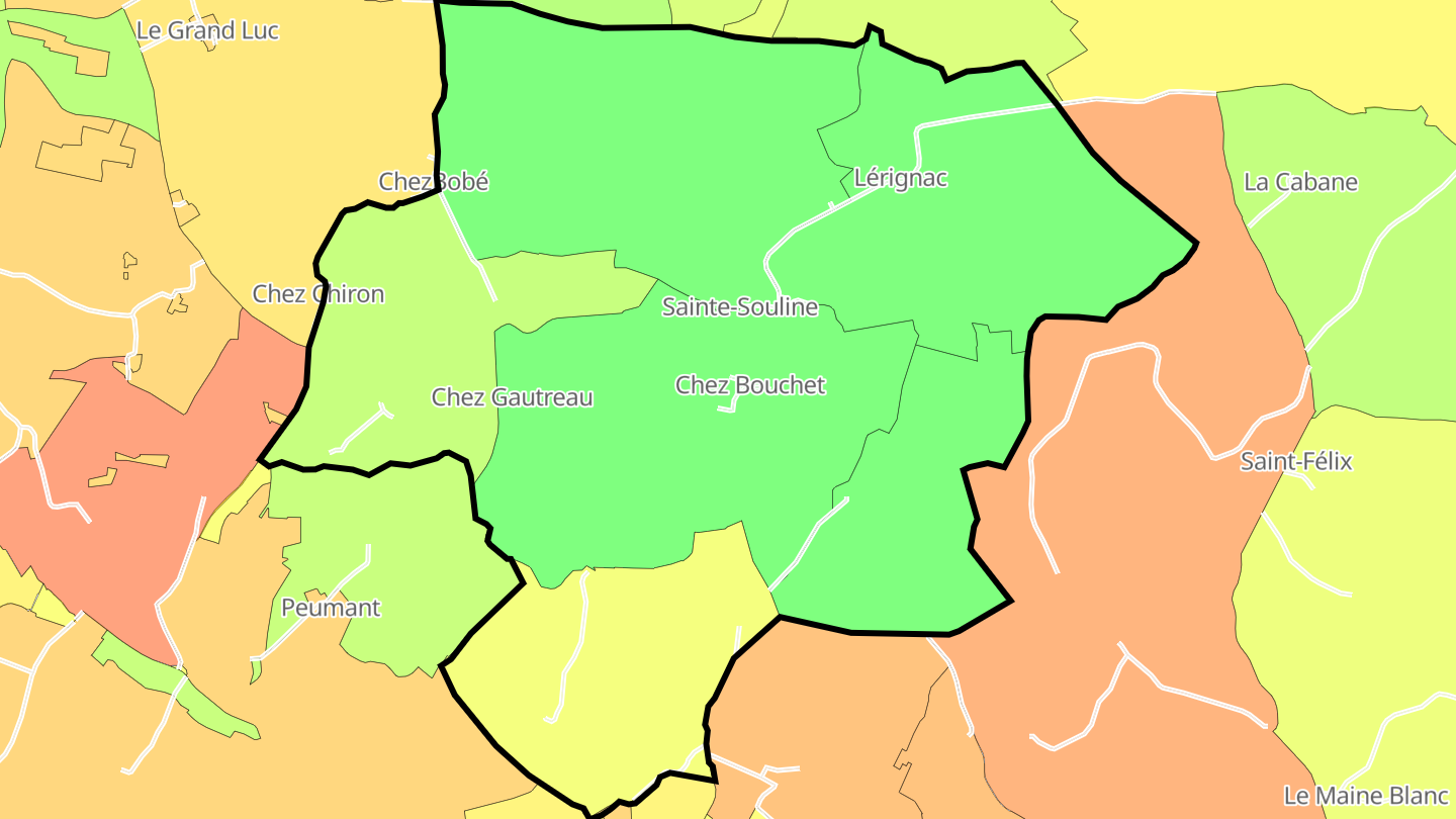 Carte des prix de l'immobilier Sainte-Souline