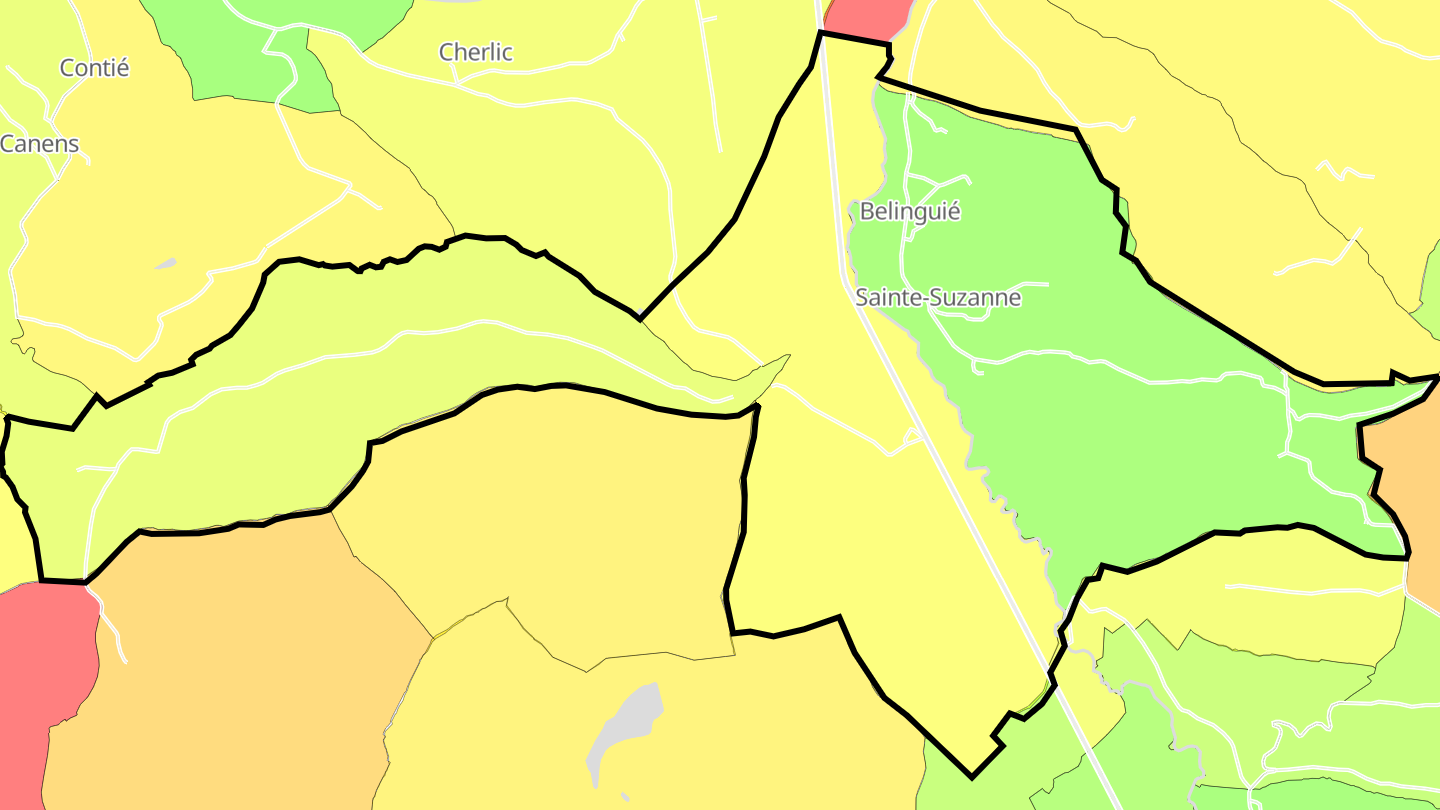 Carte des prix de l'immobilier Sainte-Suzanne