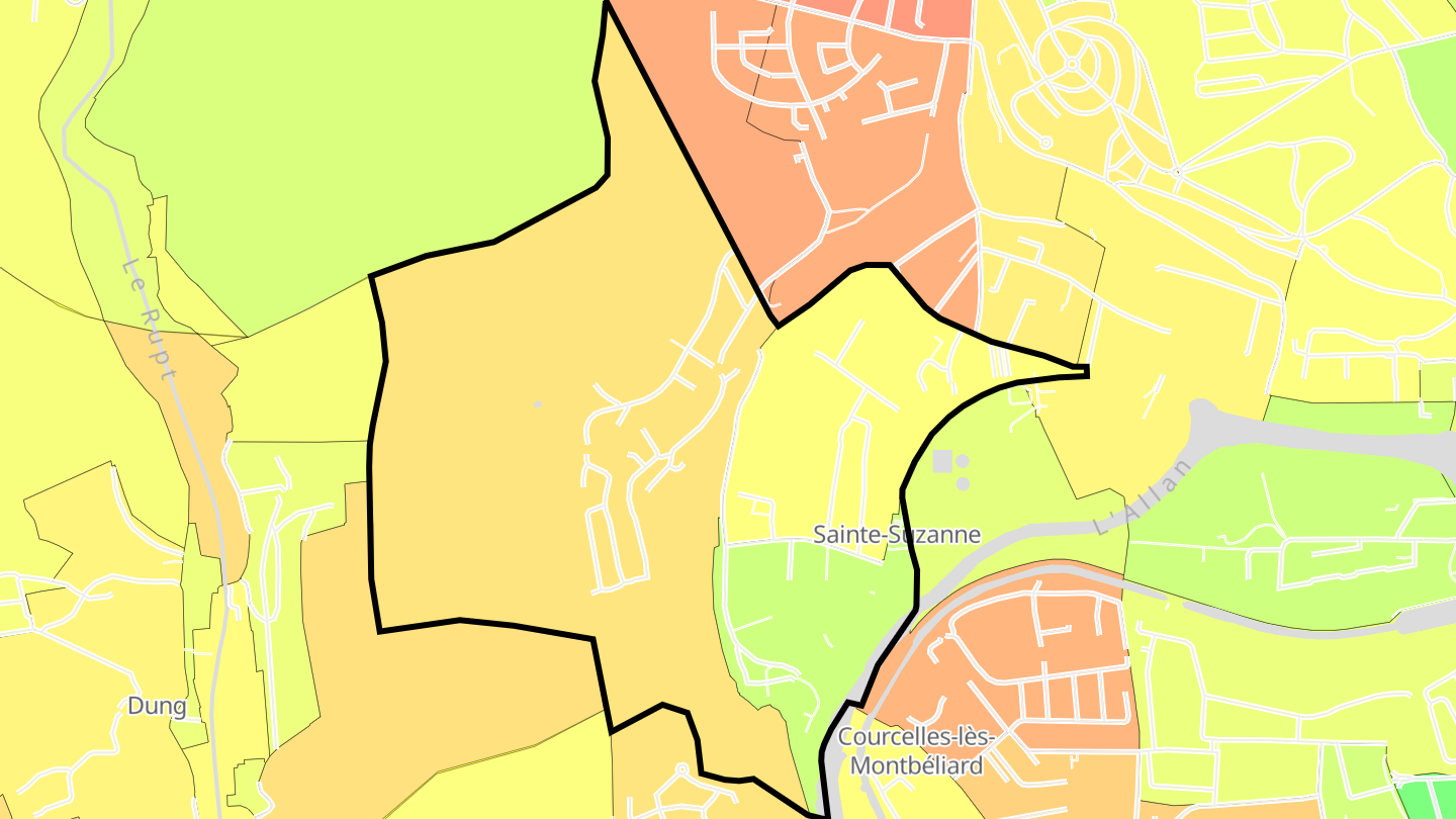 Carte des prix de l'immobilier Sainte-Suzanne