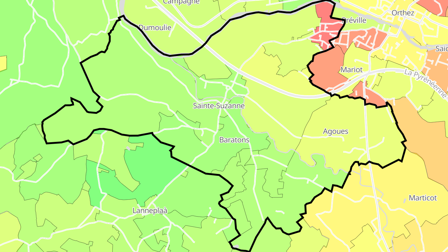 Carte des prix de l'immobilier Sainte-Suzanne