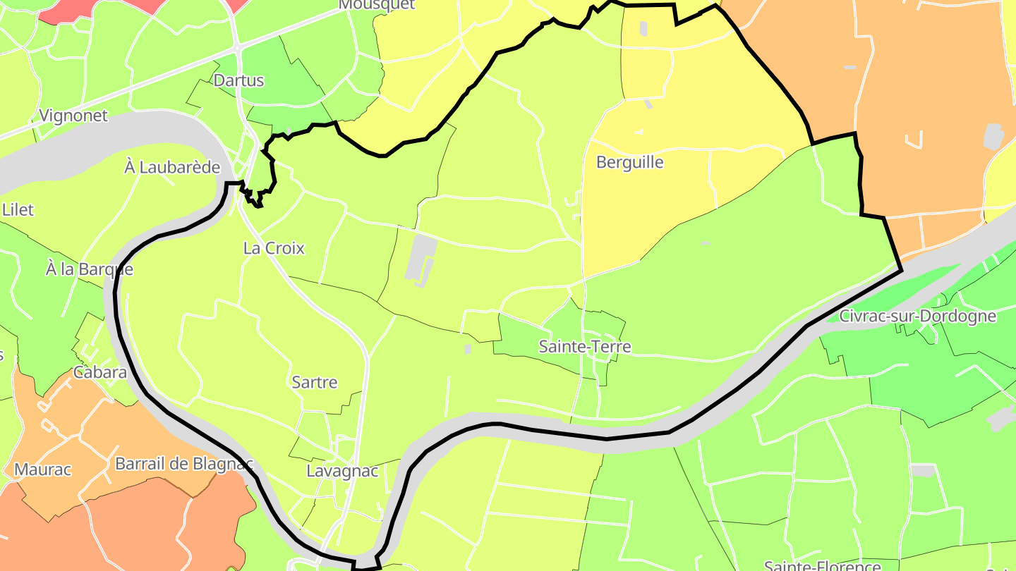 Carte des prix de l'immobilier Sainte-Terre
