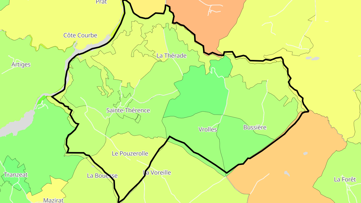 Carte des prix de l'immobilier Sainte-Thérence