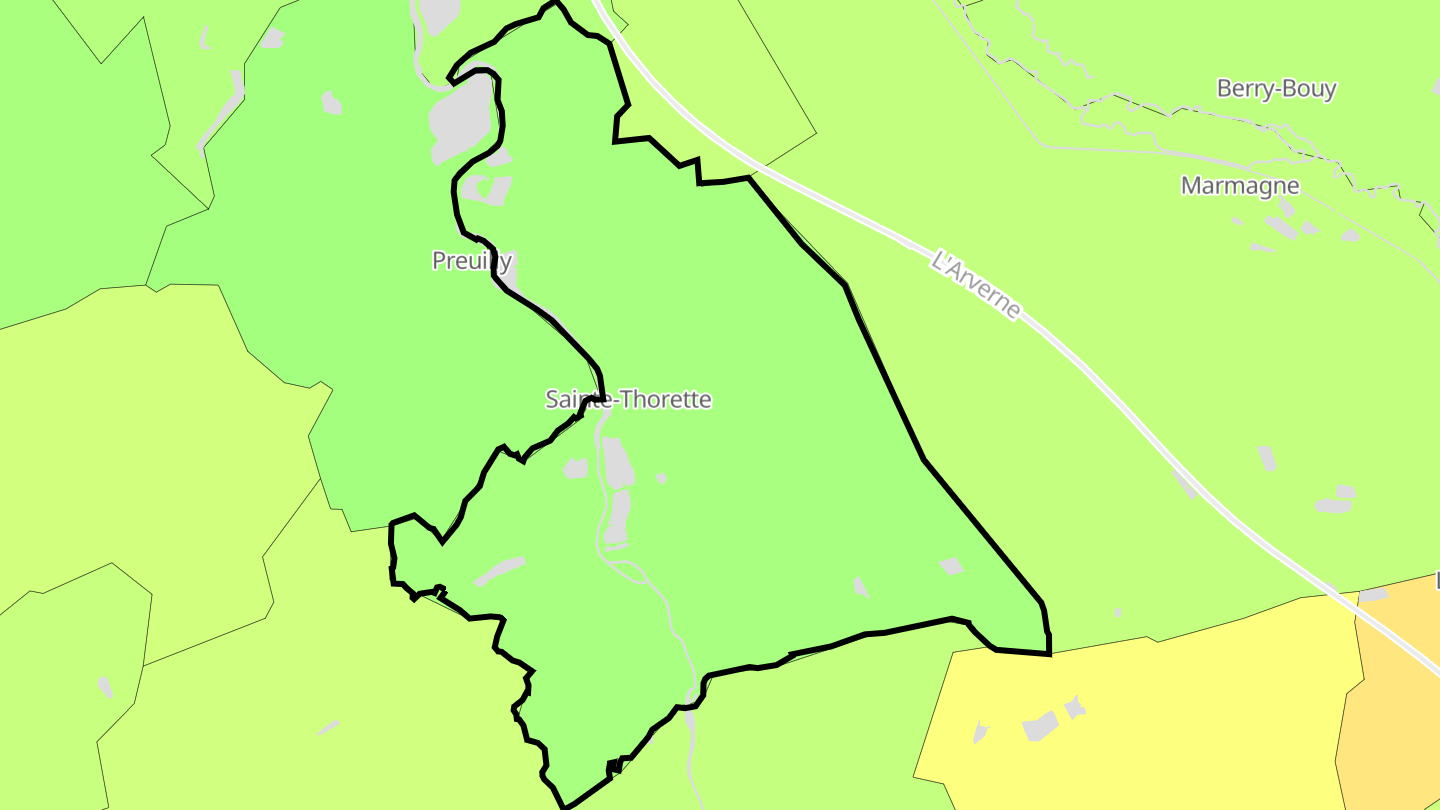 Carte des prix de l'immobilier Sainte-Thorette