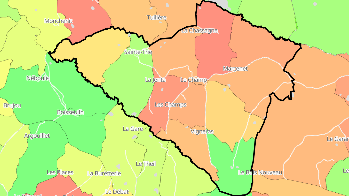 Carte des prix de l'immobilier Sainte-Trie