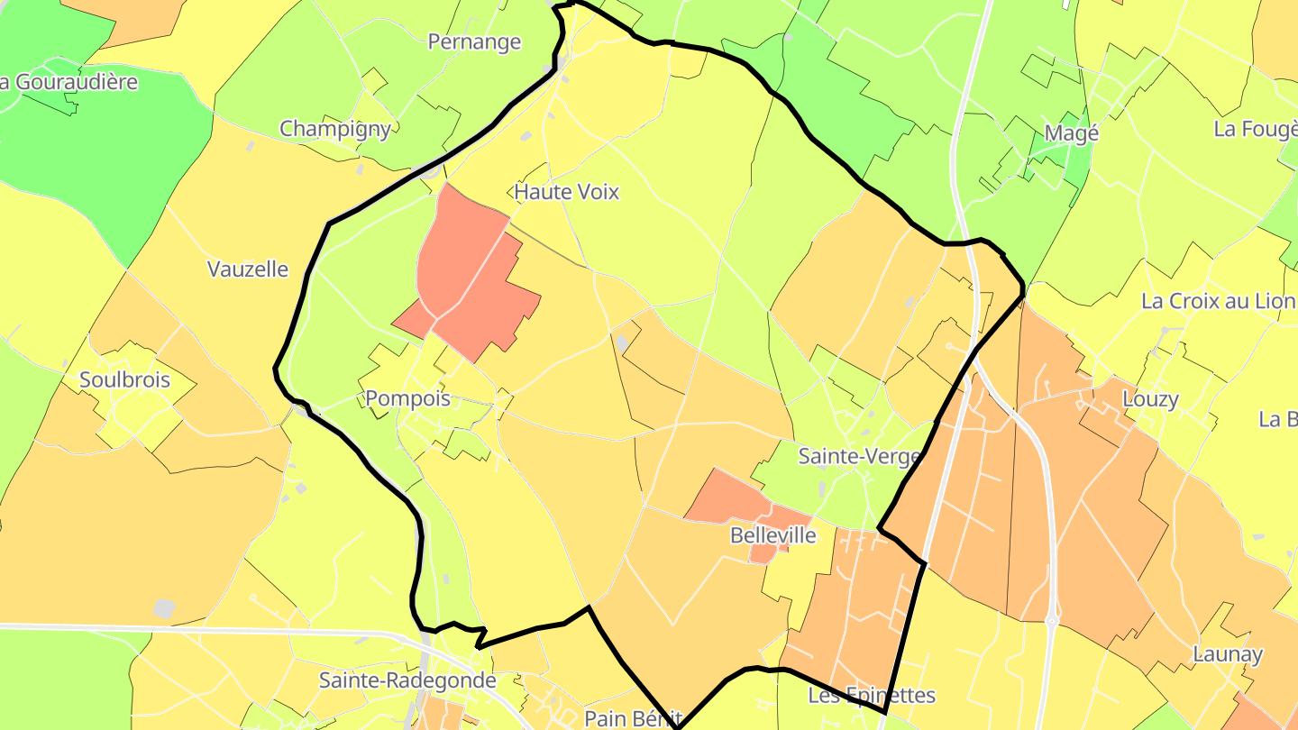 Carte des prix de l'immobilier Sainte-Verge