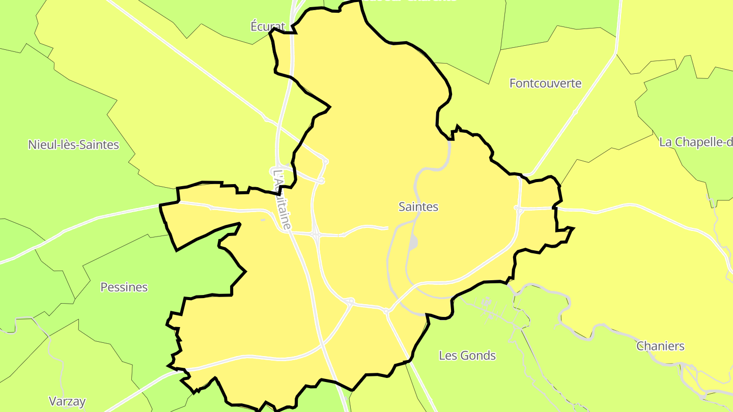 Carte des prix de l'immobilier Saintes