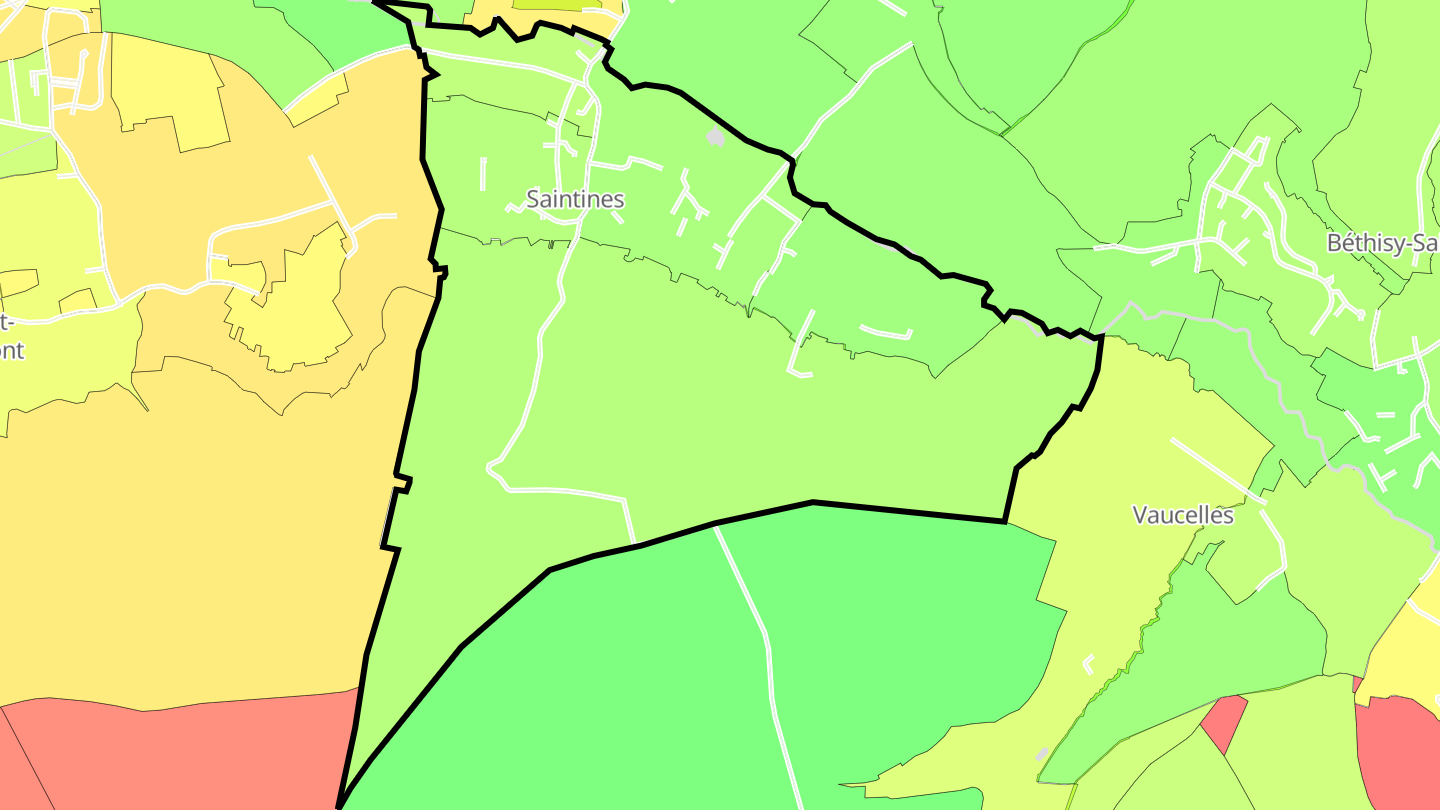 Carte des prix de l'immobilier Saintines