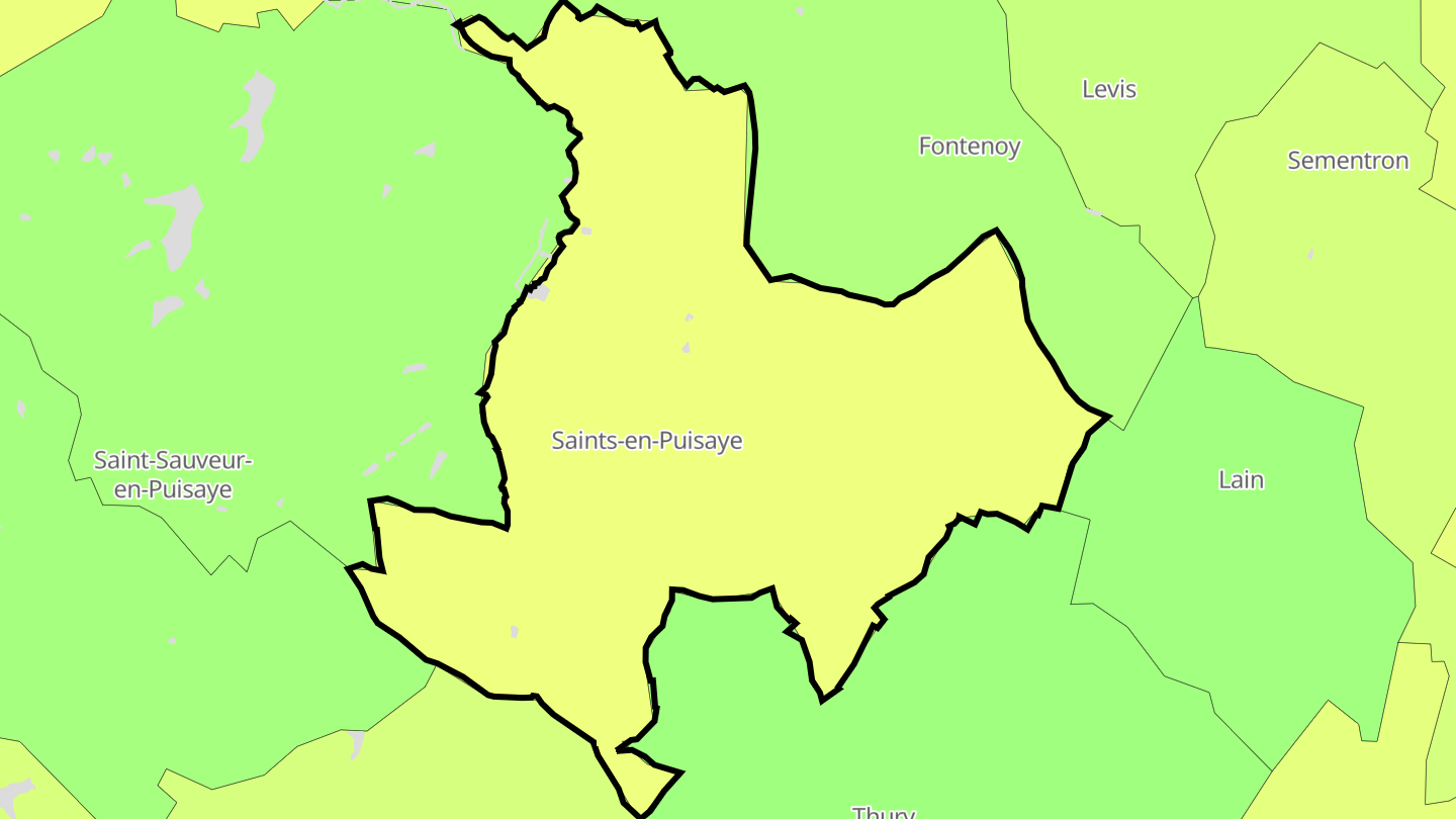 Carte des prix de l'immobilier Saints-en-Puisaye