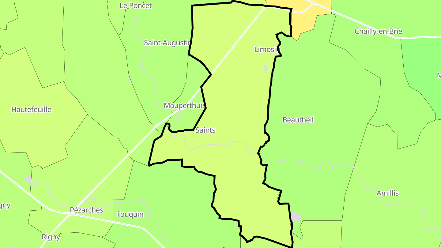 Carte des prix de l'immobilier Saints