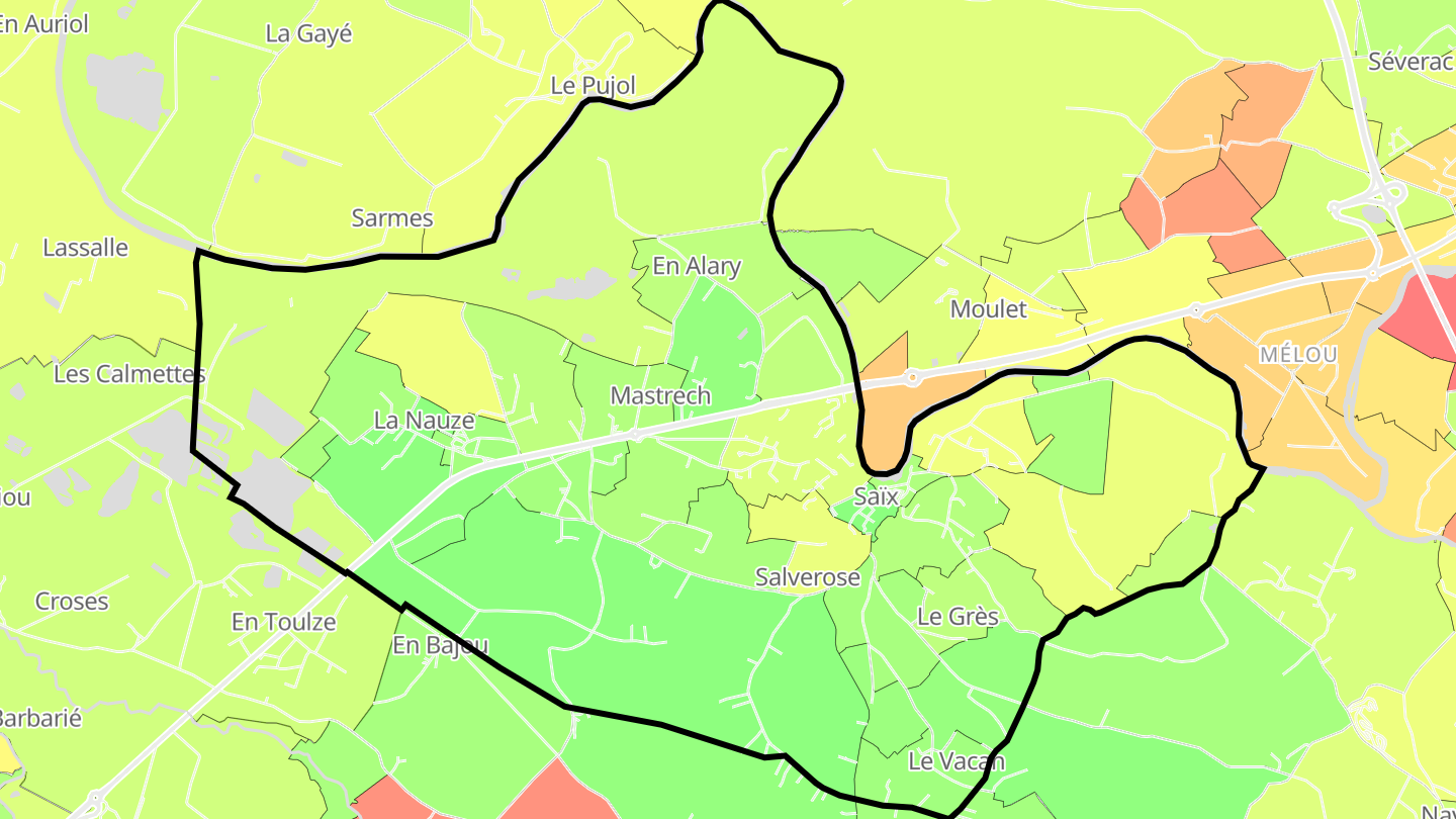 Carte des prix de l'immobilier Saïx